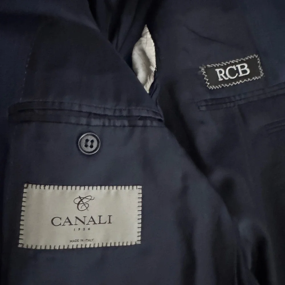 Canali Blazer Mens 42R Blue Plaid Wool Two Button Notch Lapel Made in Italy